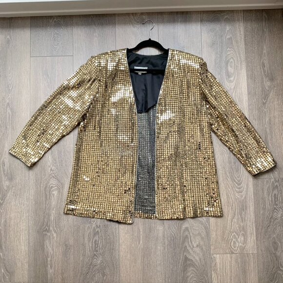 Vintage Braemar Jeremy Scott Blazer Sequins Metallic 90s Jacket Shoulder pads - Picture 9 of 16